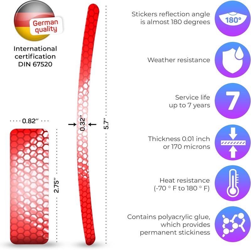 Loom Reflective Stickers for Bikes Rims | 18pc Red | Reflective Tape for Motorcycle Helmet Decals and Bike Reflectors | Hi Vis Bicycle reflectors, Mailbox Stickers - Image 3